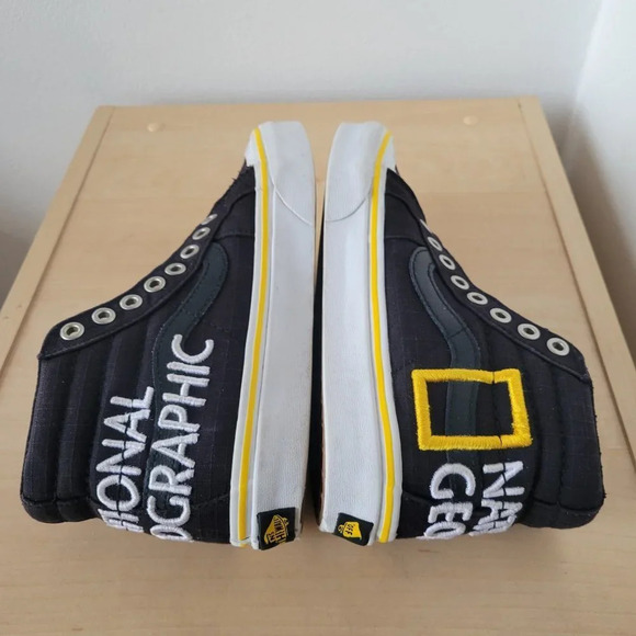 VANS National Geographic Sk8-Hi Reissue Black & Yellow Sneakers (Women Size: 5) - Picture 6 of 13